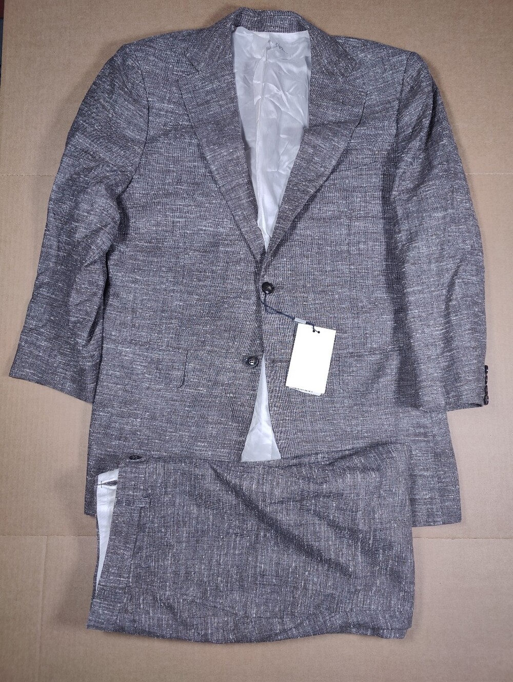 NWT SuitSupply Lazio Brown Ethomas Wool Silk Linen Suit Size 44S 36W Retail 599$